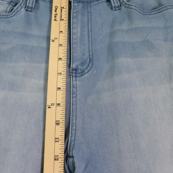 YMI GiGi Fit Flare Jeans Junior’s 13 / 31 Light Wash Wide Leg Raw Hem Retro Y2K - Picture 11 of 13